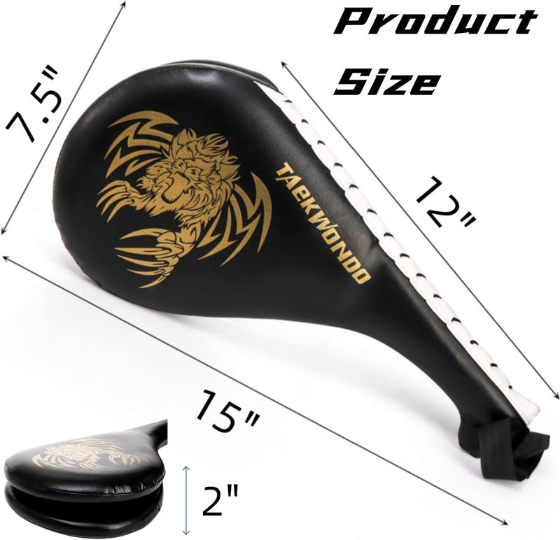 Tlence 2 Pack Taekwondo Kick Pads, 15 x 7.5 x 2 inch Double Kicking Target Paddles, PU Leather Martial Arts Training Pad, TKD Strike Kickboxing Punching Sparring Equipment for Youth Adult - Image 2